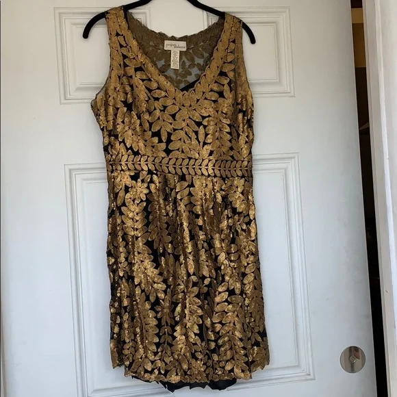 gold leaf dress anthropologie Two Pieces Gold Sequin Satin Open Back Prom Dresses, Long A-Line Prom –  SofieBridal main image 1